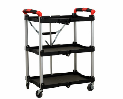 Omcan USA 47108 220.5 Lbs. Black Polypropylene Small Folding Dining Cart