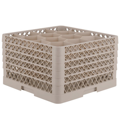 Vollrath TR18JJJJJJJ 19.75" W x 19.75" D Co-Polymer Plastic (12) Compartment With 7 Extenders Traex Full Size Rack Max Glass / Stemware Rack
