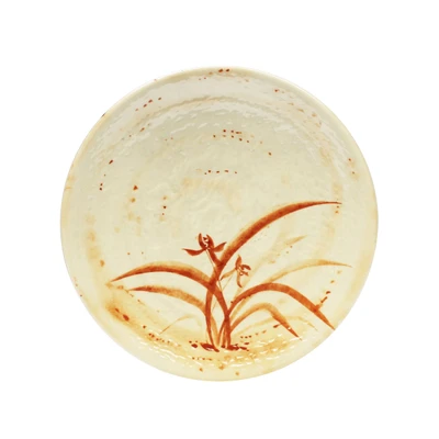 Thunder Group 1708 Gold Orchid Round Melamine Plate