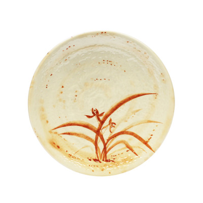 Thunder Group 1708 Gold Orchid Round Melamine Plate