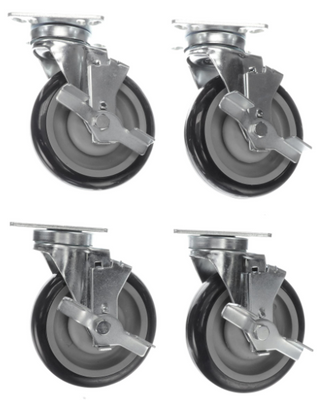 Component Hardware CSTPK-5PUP-4 5" Blue Polyurethane Caster Pack