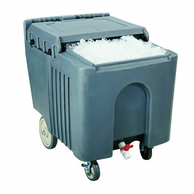 Omcan USA 80585 125 Lbs. Gray Polyethylene Sliding Lid Ice Caddy