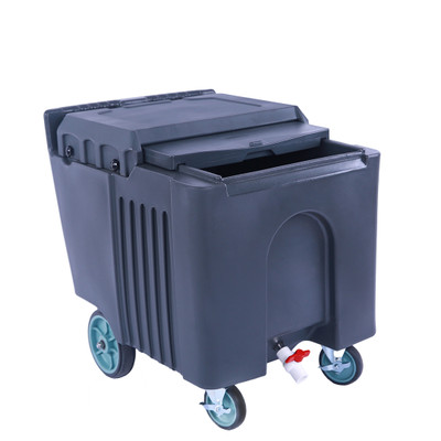 Omcan USA 80585 125 Lbs. Gray Polyethylene Sliding Lid Ice Caddy