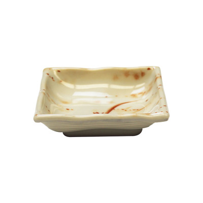 Thunder Group 2404 3 Oz. Gold Orchid Melamine Square Asian Sauce Dish
