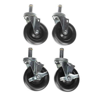 Component Hardware CSTPK-5PRS-SP1 5" Dia. Black Polyolefin Wheel Swivel Ring Stem Caster Pack
