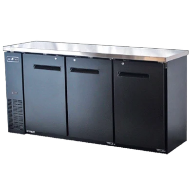Spartan Refrigeration SBBB-72 72.75" W Black Stainless Steel 3 Solid Doors Back Bar - 115 Volts