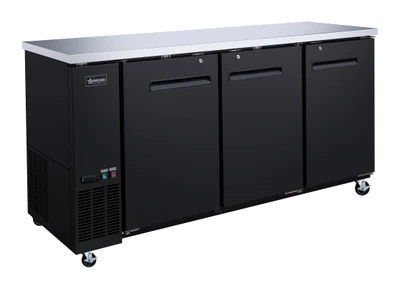 Omcan USA 50061 19.6 Cu. Ft. Three Sections Reach-In Refrigerated Back Bar Cooler - 115 Volts 1-Ph