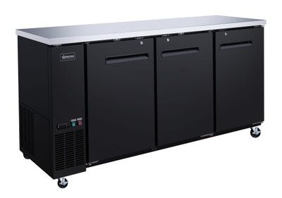 Omcan USA 50061 19.6 Cu. Ft. Three Sections Reach-In Refrigerated Back Bar Cooler - 115 Volts 1-Ph