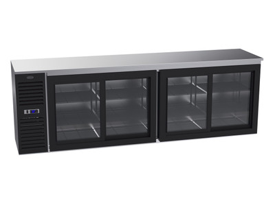 Krowne SD108 4 Glass Sliding Doors Black Refrigerated Back Bar Storage Cabinet