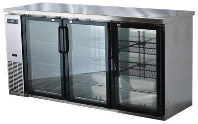 Spartan Refrigeration SSGBB-72 72.75" W Stainless Steel 2 Glass Doors Back Bar - 115 Volts