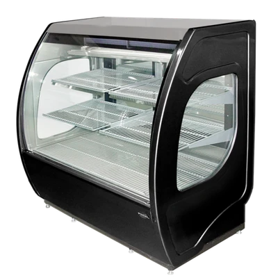 Howard McCray ELITE-6-DC-HC-B 24 Cu. Ft. Black Curved Glass Full Service 4 Shelves Elite Series Refrigerated Bakery Display Case - 115 Volts