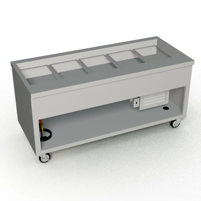 Duke TCM-74SS-N7 74"W x 32"D x 36"H 8" Deep Stainless Steel Mobile Thurmaduke Cold Food Unit - 120 Volts 6.78 Amps