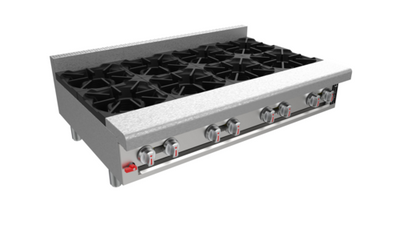 Venancio USA G48CT-48B-NG 48" W Stainless Steel 8 Burners with Legs Countertop Natural Gas Genesis Series Hotplate - 144,000 BTU