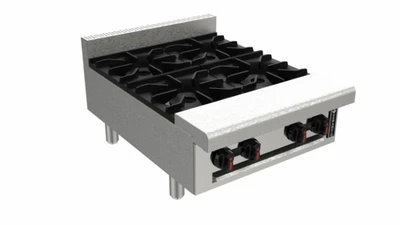 Venancio USA R24CT-24B-NG 24" W Stainless Steel 4 Burners with Legs Countertop Natural Gas Hotplate - 128,000 BTU