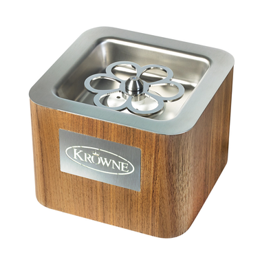 Krowne KR-LC2GF-TT-W Stainless Steel Wood Finish Royal Series Countertop Cube Liquid CO2 Glass Chiller - 100-240 Volts