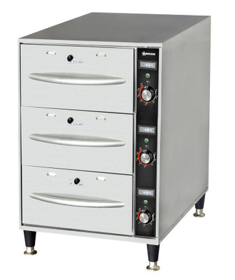 Omcan USA 47547 Stainless Steel Double Freestanding Narrow Drawer Warmer - 120 Volts