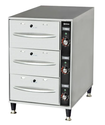 Omcan USA 47547 Stainless Steel Double Freestanding Narrow Drawer Warmer - 120 Volts