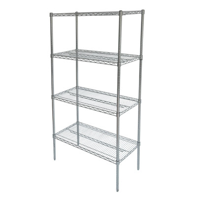 CAC China ACWS-2448S 48" L x 24" W 850 Lbs. Weight Capacity Chrome-Plated Metal Wire Shelving Set (1 Set)