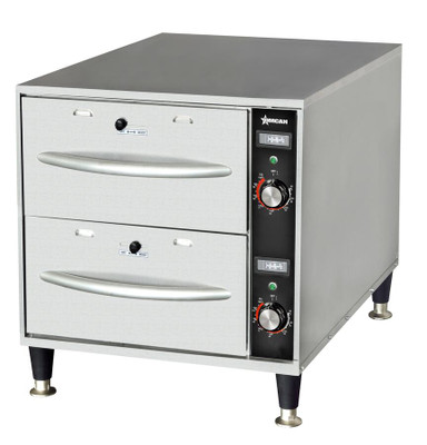 Omcan USA 48884 Stainless Steel Double Freestanding Narrow Drawer Warmer - 120 Volts