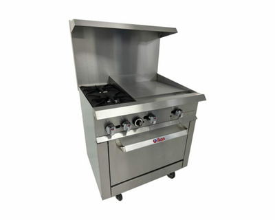 MVP Group IR-2B-24MG-36 36" W x 31.4" D 2 Open Burners with 1 Griddle IKON Range - 60,000 BTU
