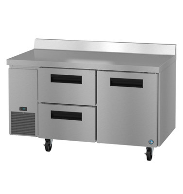Hoshizaki WLR60B-D2 17.22 Cu. Ft. Stainless Steel Reach-In 1 Solid Door 2 Drawers Steelheart Series Worktop Refrigerator - 115 Volts
