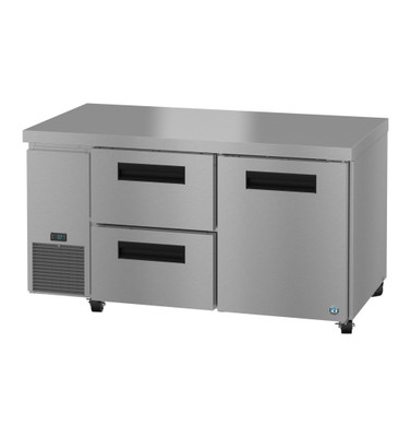 Hoshizaki ULR60B-D2 17.22 Cu. Ft. Two-Section Solid Door Stainless Steel Reach-In Steelheart Series Undercounter Refrigerator - 115 Volts