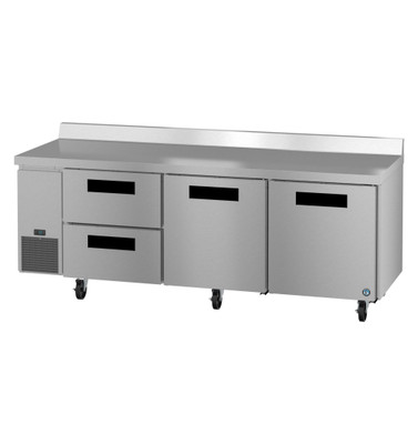 Hoshizaki WLR93B-D2 30.17 Cu. Ft. Stainless Steel Reach-In 2 Solid Doors 2 Drawers Steelheart Series Worktop Refrigerator - 115 Volts