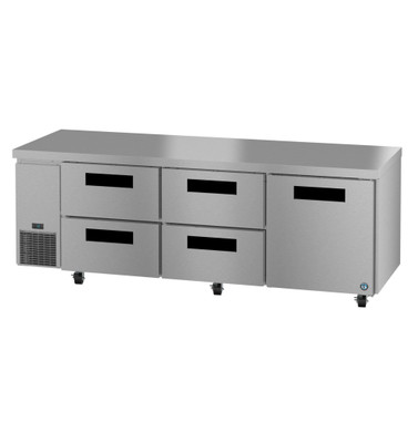 Hoshizaki ULR93B-D4 30.17 Cu. Ft. Three-Section Solid Door Stainless Steel Reach-In Steelheart Series Undercounter Refrigerator - 115 Volts