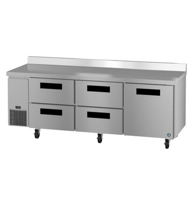 Hoshizaki WLR93B-D4 30.17 Cu. Ft. Stainless Steel Reach-In 1 Solid Doors 4 Drawers Steelheart Series Worktop Refrigerator - 115 Volts
