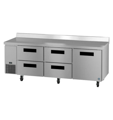 Hoshizaki WLR93B-D4 30.17 Cu. Ft. Stainless Steel Reach-In 1 Solid Doors 4 Drawers Steelheart Series Worktop Refrigerator - 115 Volts