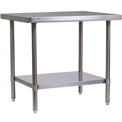 Allmont ALL16GWT3036 30" x 36" 16 Gauge Stainless Steel Work Table with SS Undershelf and Legs
