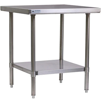 Allmont ALL16GWT3030 30" x 30" 16 Gauge Stainless Steel Work Table with SS Undershelf and Legs