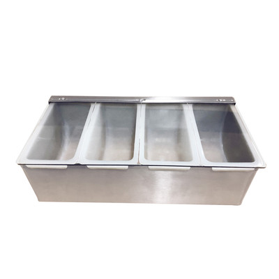 Omcan USA 80865 4 Compartments Stainless Steel Condiment Holder with Clear Cover