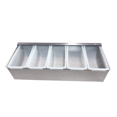 Omcan USA 80866 5 Compartments Stainless Steel Condiment Holder with Clear Cover