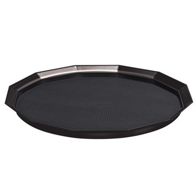 Service Ideas TRPN1614RIBSBX 16" W Black Onyx Round Serving Tray