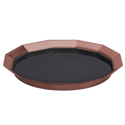 Service Ideas TRPN119RIBSRG 11" W Rose Gold Round Serving Tray