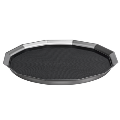 Service Ideas TRPN1614RIBS 16" W Black Round Stainless and Black Large Serving Tray