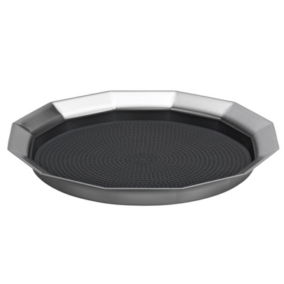 Service Ideas TRPN119RIBS 11" W Black Round Stainless and Black Small Serving Tray