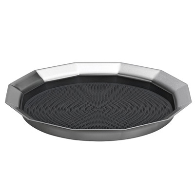 Service Ideas TRPN119RIBS 11" W Black Round Stainless and Black Small Serving Tray