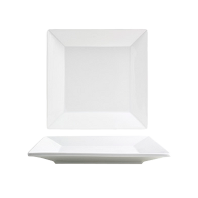 FOH DSP029WHP22 7.5" W White Square Porcelain Wide Rolled Kyoto Plate