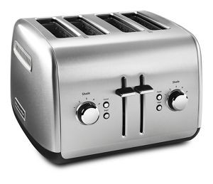 KitchenAid KMT4115SX 4 Slice Long Slot Toaster Brushed Stainless Steel with High-Lift Lever - 120 Volts