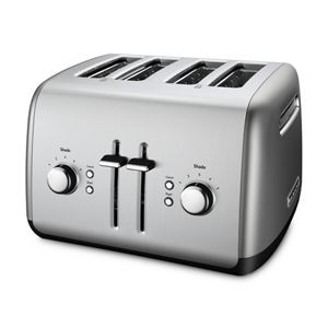 KitchenAid KMT4115CU 4 Slice Long Slot Toaster Contour Silver with High-Lift Lever - 120 Volts