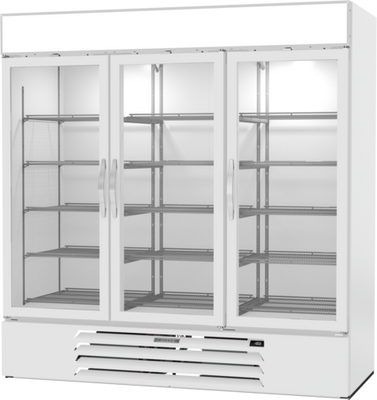 Beverage Air MMF72HC-1-W 68.43 Cu. Ft. White Painted Steel 3-Section Reach-In MarketMax Freezer Merchandiser - 115 Volts