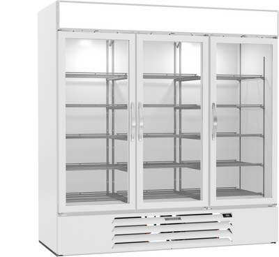 Beverage Air MMF72HC-1-W 68.43 Cu. Ft. White Painted Steel 3-Section Reach-In MarketMax Freezer Merchandiser - 115 Volts