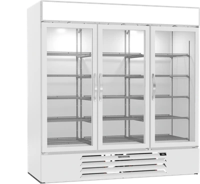 Beverage Air MMF72HC-1-W 68.43 Cu. Ft. White Painted Steel 3-Section Reach-In MarketMax Freezer Merchandiser - 115 Volts