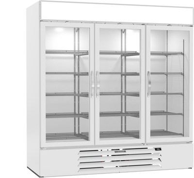 Beverage Air MMF72HC-1-W 68.43 Cu. Ft. White Painted Steel 3-Section Reach-In MarketMax Freezer Merchandiser - 115 Volts