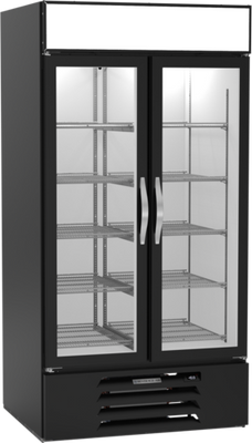 Beverage Air MMF35HC-1-B 35.08 Cu. Ft. Black Painted Steel 2-Section Reach-In MarketMax Freezer Merchandiser - 115 Volts