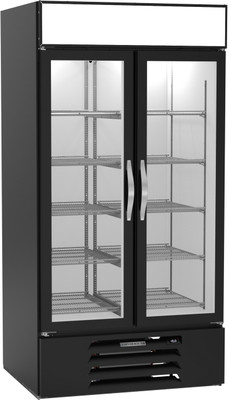 Beverage Air MMF35HC-1-B 35.08 Cu. Ft. Black Painted Steel 2-Section Reach-In MarketMax Freezer Merchandiser - 115 Volts