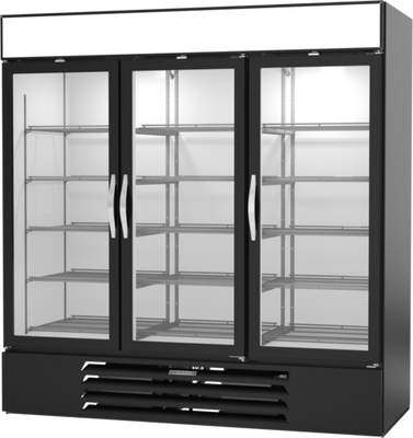 Beverage Air MMF72HC-1-B 68.43 Cu. Ft. Black Painted Steel 3-Section Reach-In MarketMax Freezer Merchandiser - 115 Volts