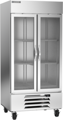 Beverage Air HBR35HC-1-G 35.08 Cu. Ft. Stainless Steel Glass Door Reach-In Two-Section Horizon Series Refrigerator - 115 Volts